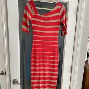 Like New Tracy Reese, XS, Coral/Tan striped dress